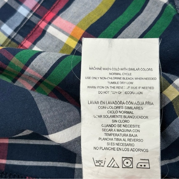 Company 81 Men's Bright Colored Short Sleeve Plaid Shirt Navy Pink Green Medium - Picture 8 of 14